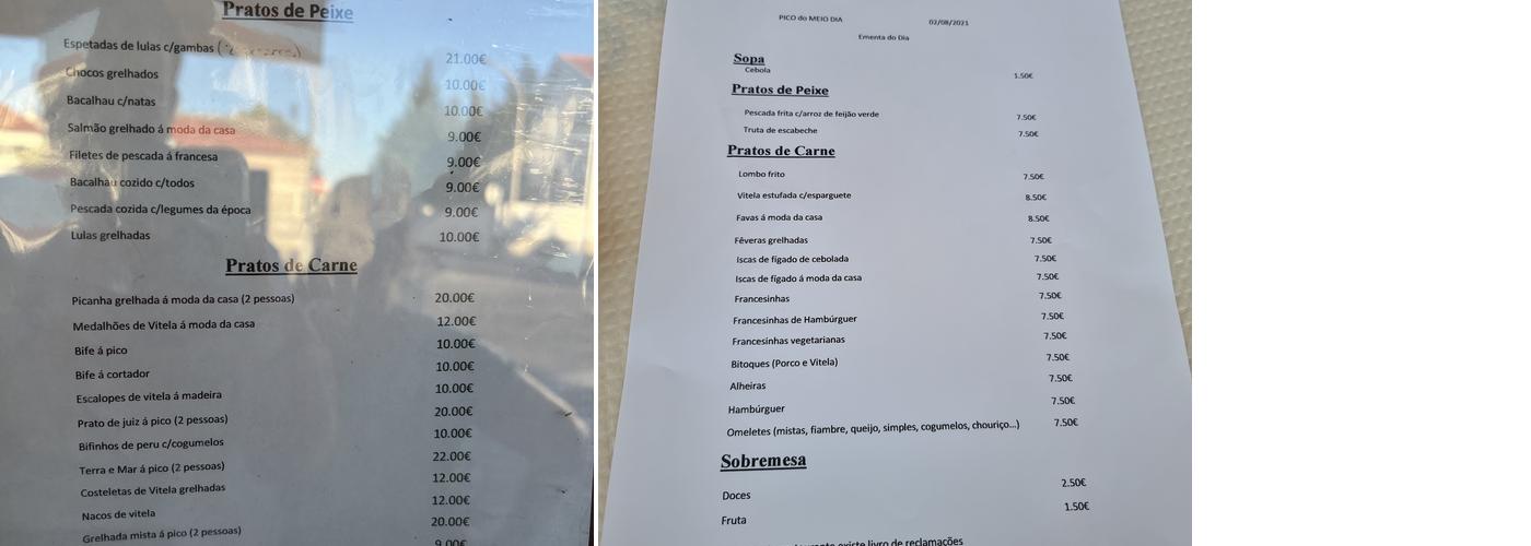 Residencial Pico do Meio-Dia Menu