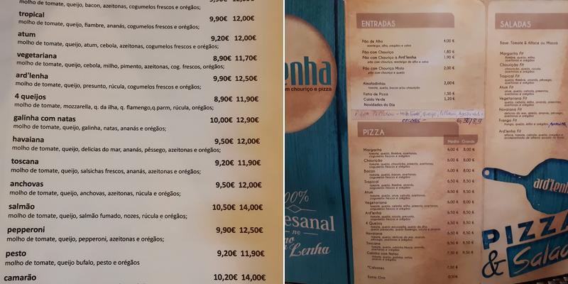 Ard'Lenha Menu