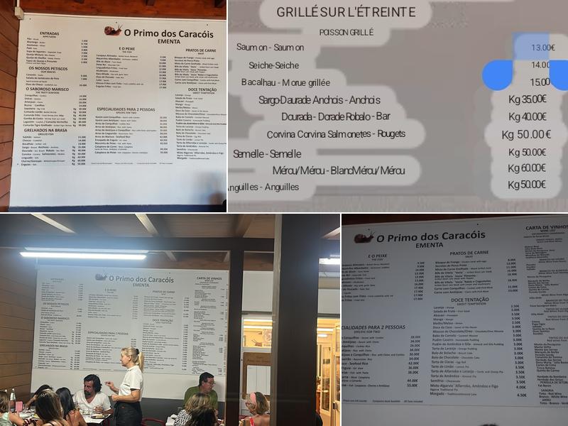 O Primo dos Caracóis Menu
