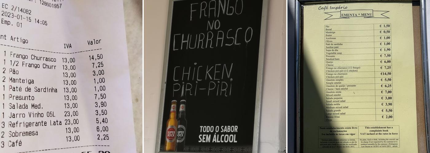 Café Império Menu