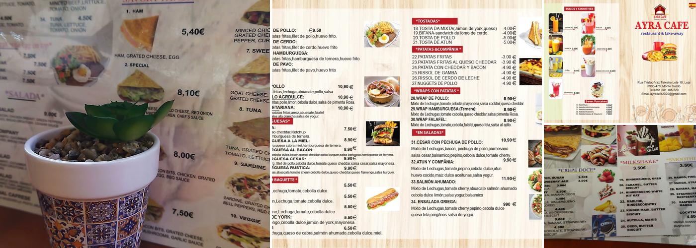Snack Bar AYRA CAFÉ Menu