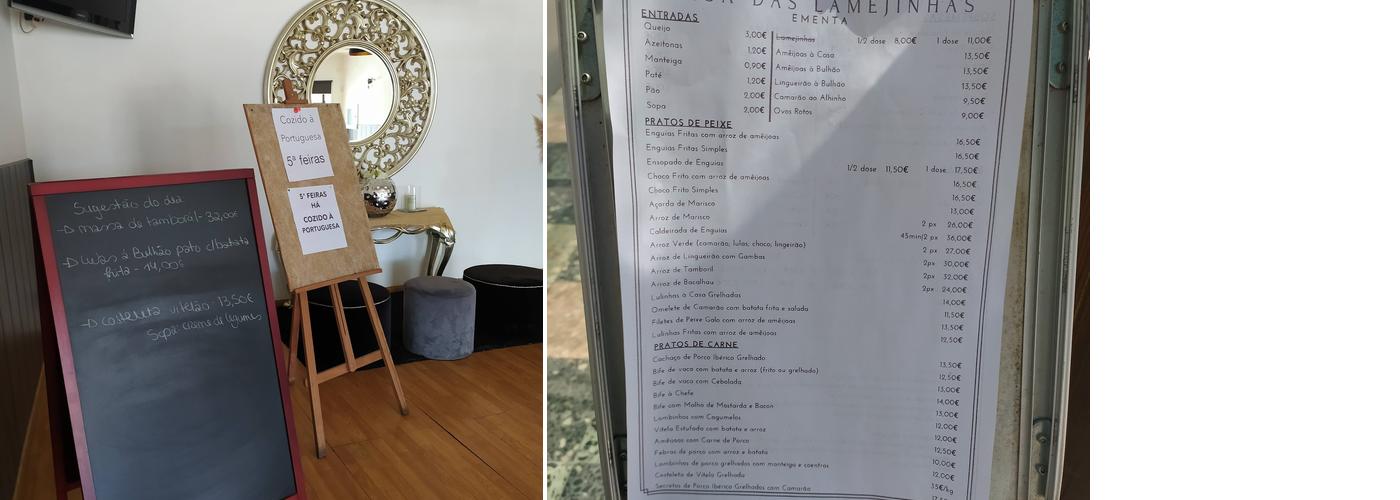 Casa das Lamejinhas Menu