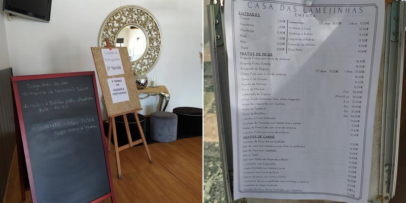 Casa das Lamejinhas Menu