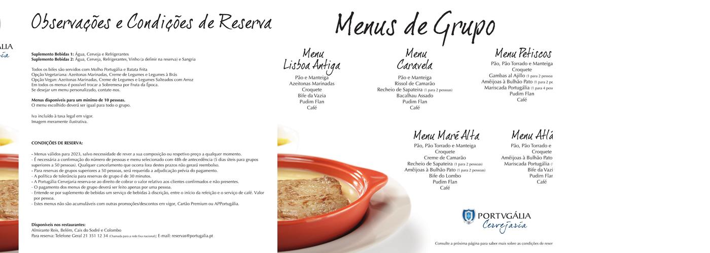 Portugália Balcão Menu