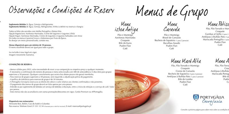 Portugália Balcão Menu