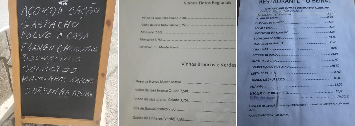 Restaurante O Beiral Menu