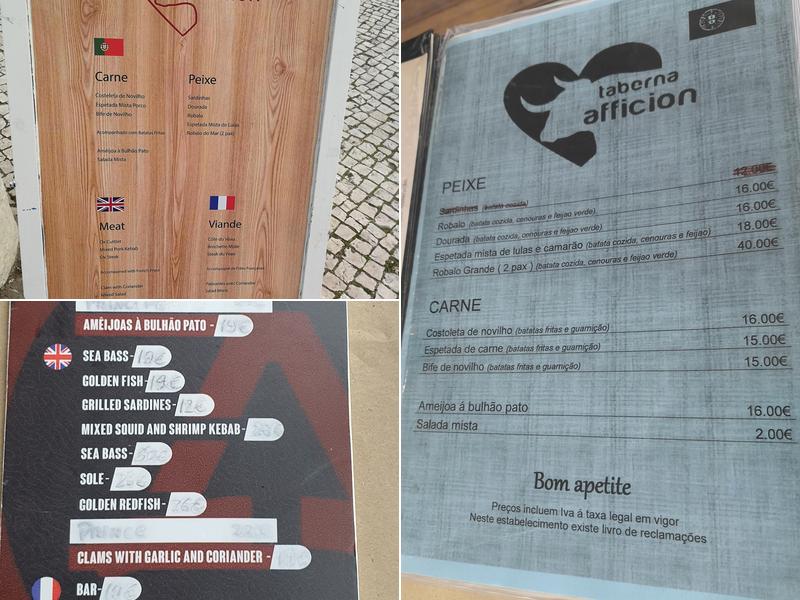 Taberna Afficion Menu
