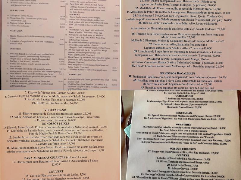 A Nova Casa de Ramiro Menu