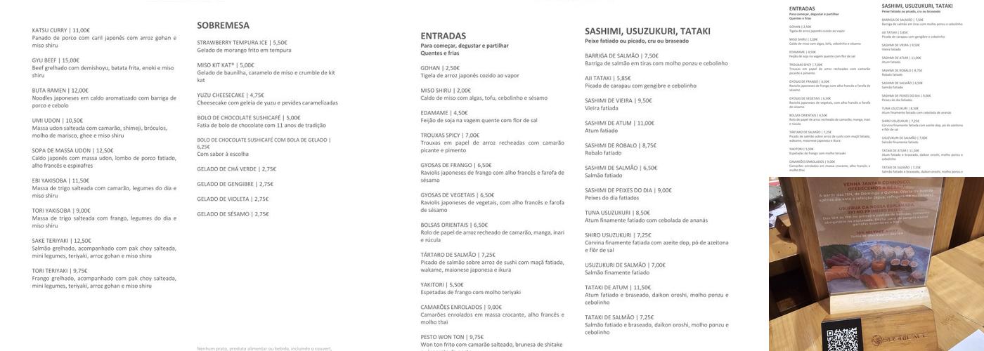 Restaurante Japonês - SUSHI CAFÉ OEIRAS PARQUE Menu