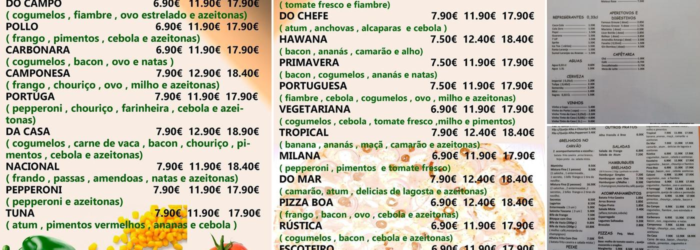 Pizzas da Vila Menu
