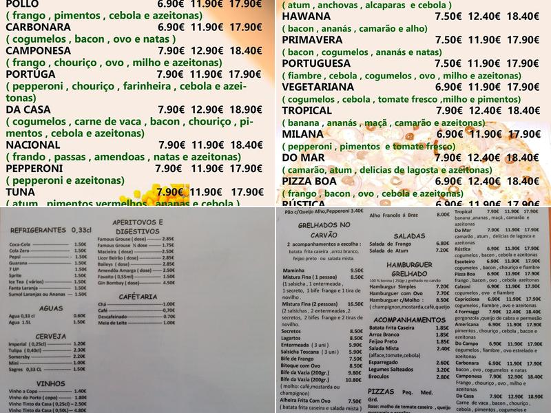 Pizzas da Vila Menu
