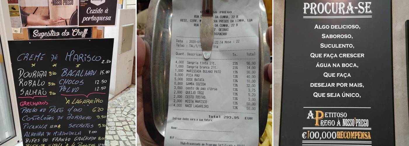 O Nosso Prego Oeiras Menu