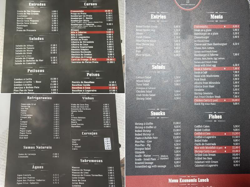 A Taberna Menu