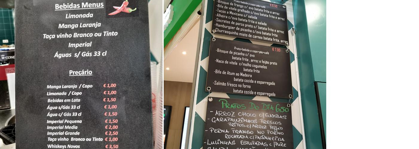 Maria Malaguetas Menu