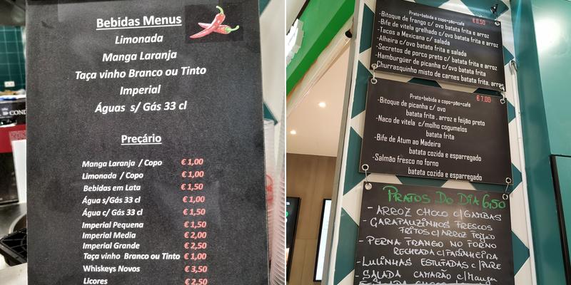 Maria Malaguetas Menu
