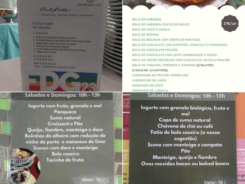 Chá da Barra | Villa Menu