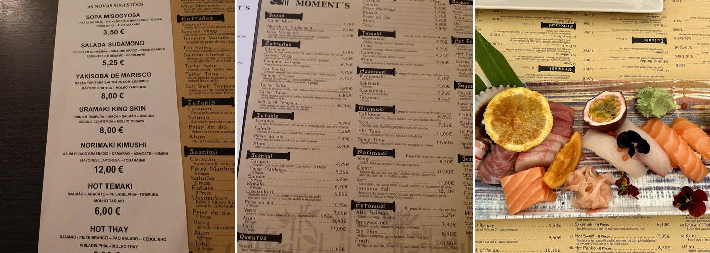 Restaurante Japonês - SUSHI MOMENT´S Menu