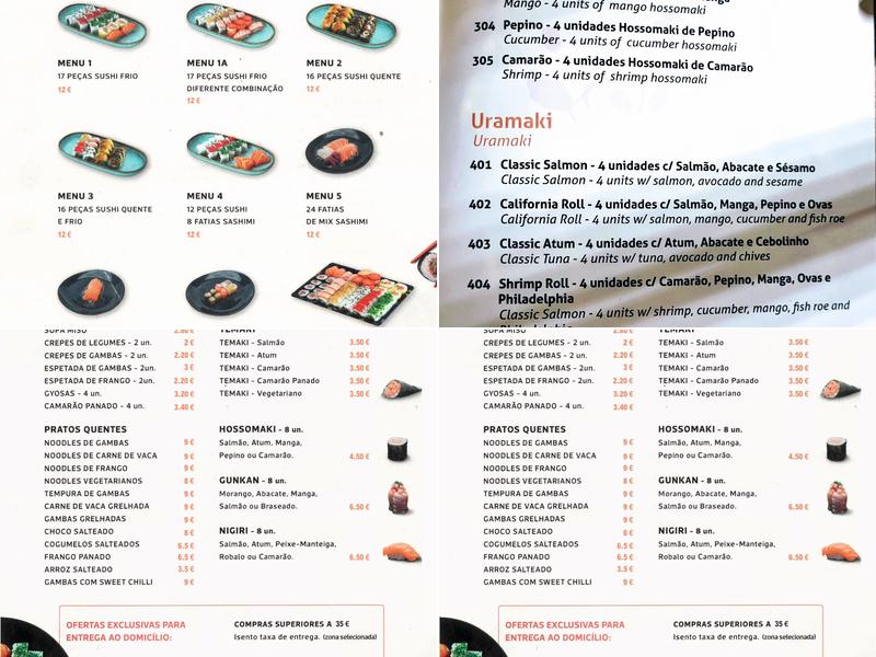 Umi Sushi - Olhão Menu