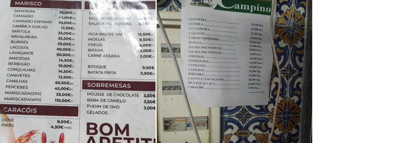 Marisqueira Campino Menu