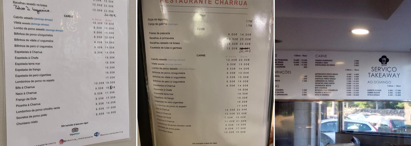Charrua Menu