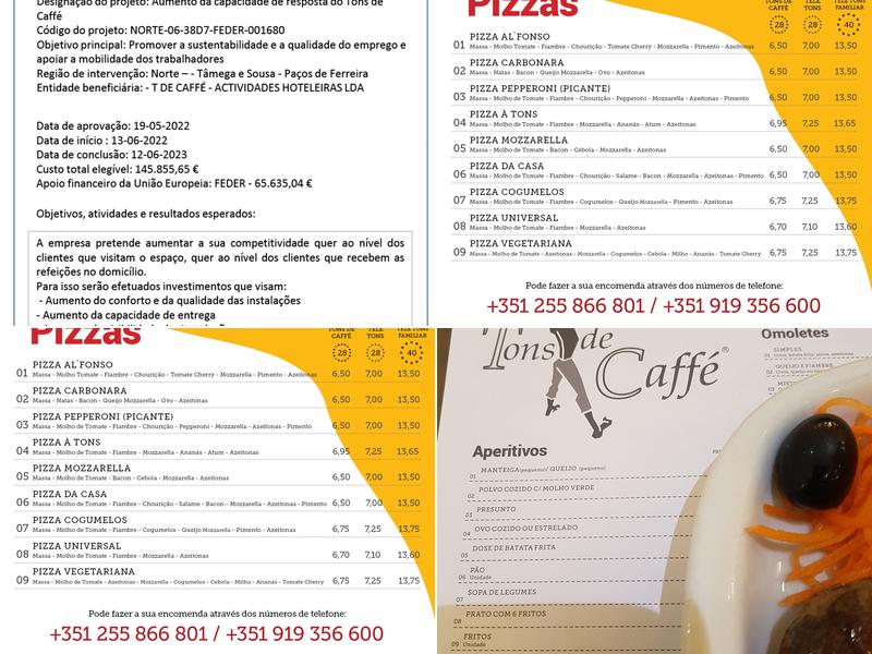 Tons de Caffé Menu