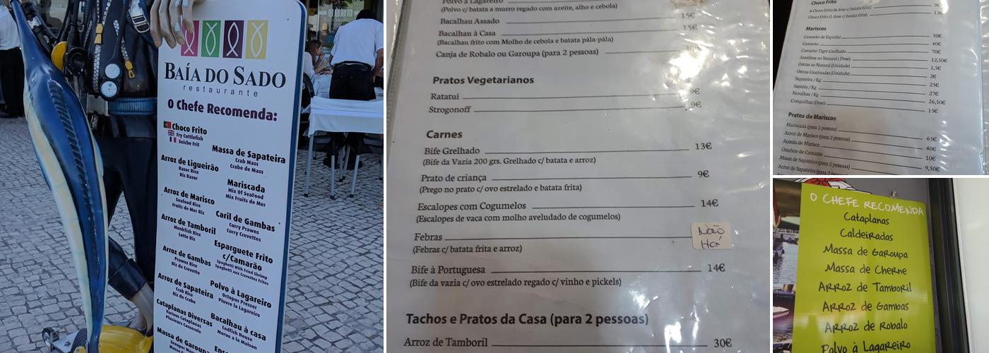 Baía do Sado Menu