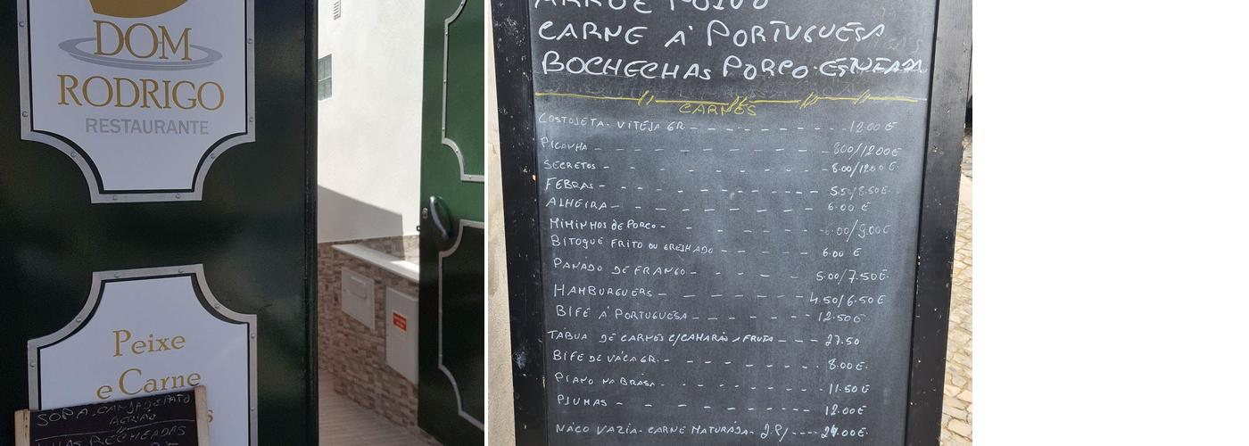 Dom Rodrigo Menu