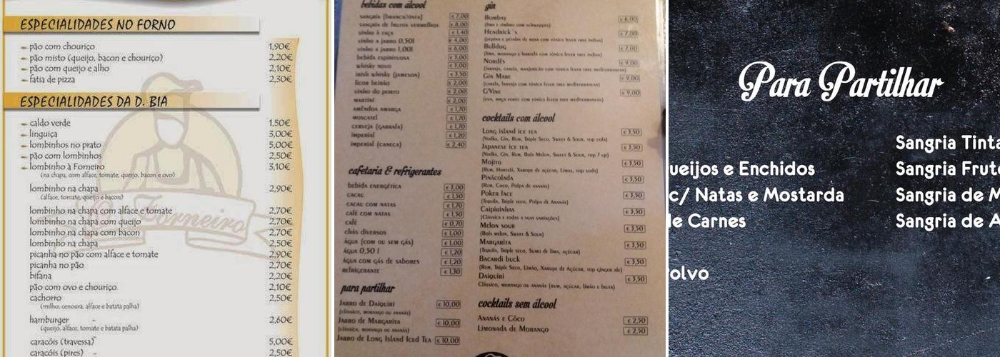 O Forneiro Menu