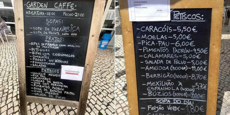 Garden Café (Garden Caffé) Menu