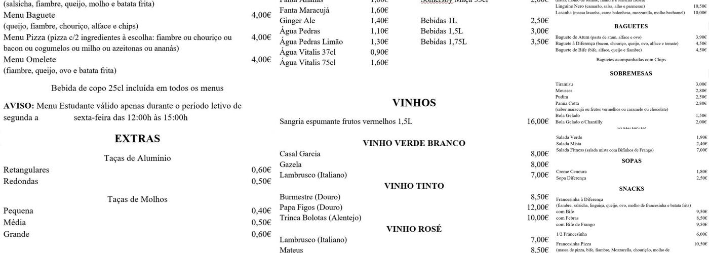 Diferença Menu