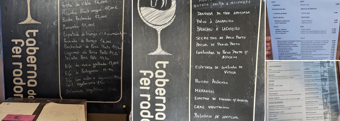 Taberna do Ferrador Menu