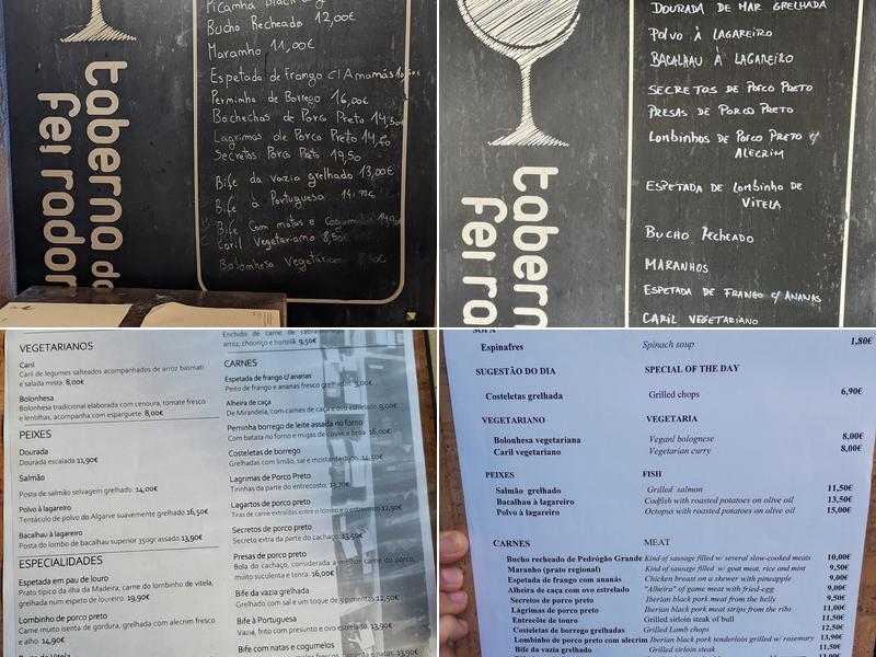 Taberna do Ferrador Menu