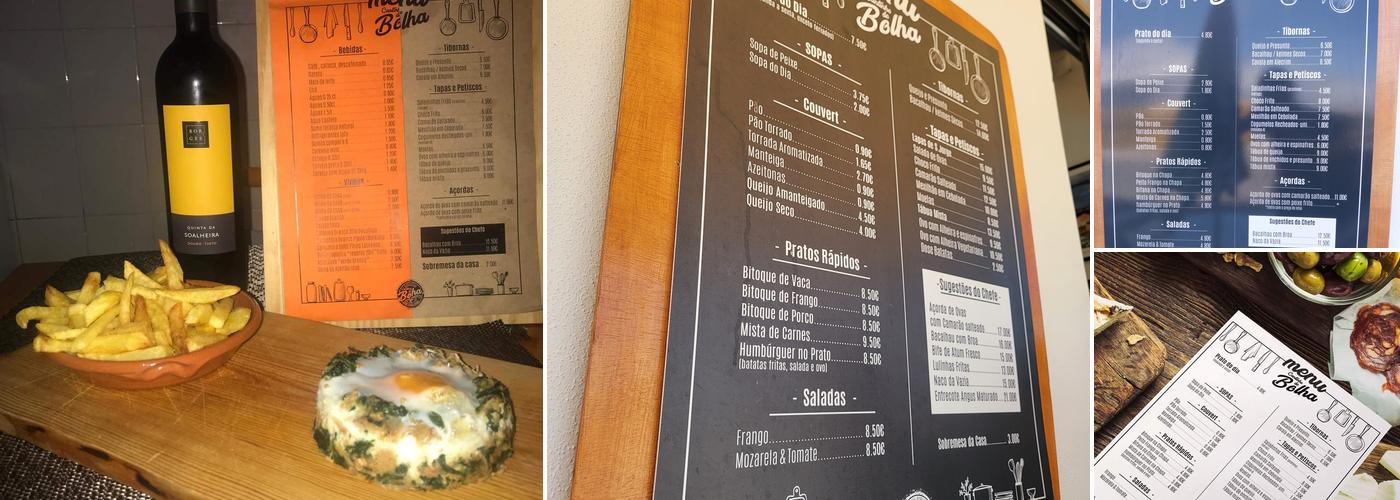 Cantinho do Bolha Menu