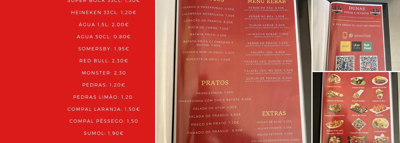 Dunas Kebab & Francesinha Menu