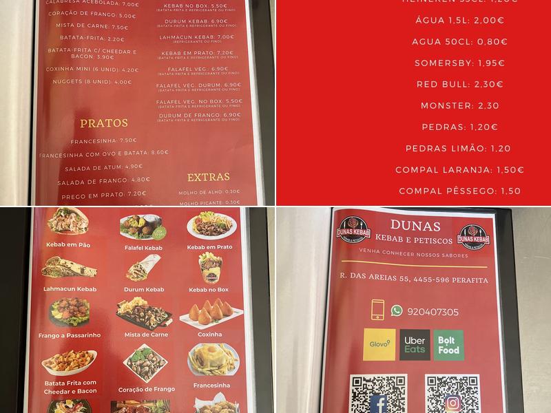 Dunas Kebab & Francesinha Menu
