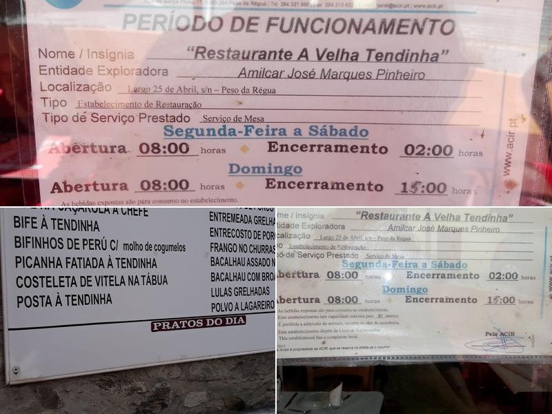 A Velha Tendinha Menu