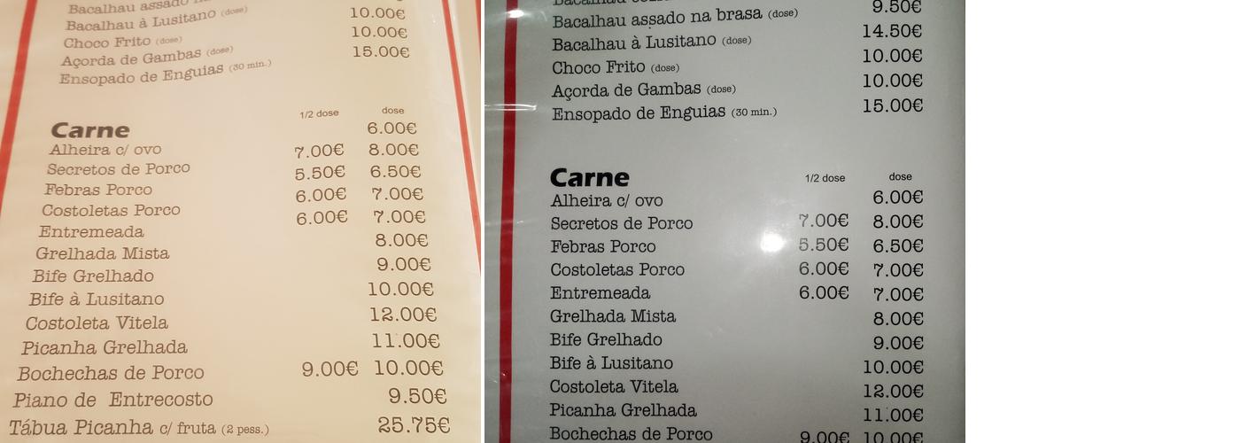Lusitano Menu