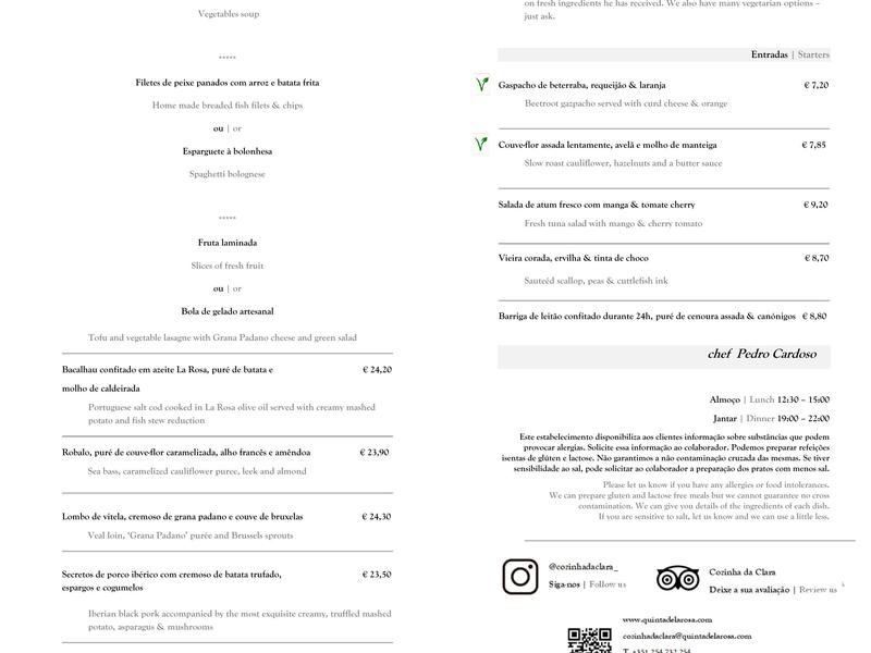 Cozinha da Clara Menu