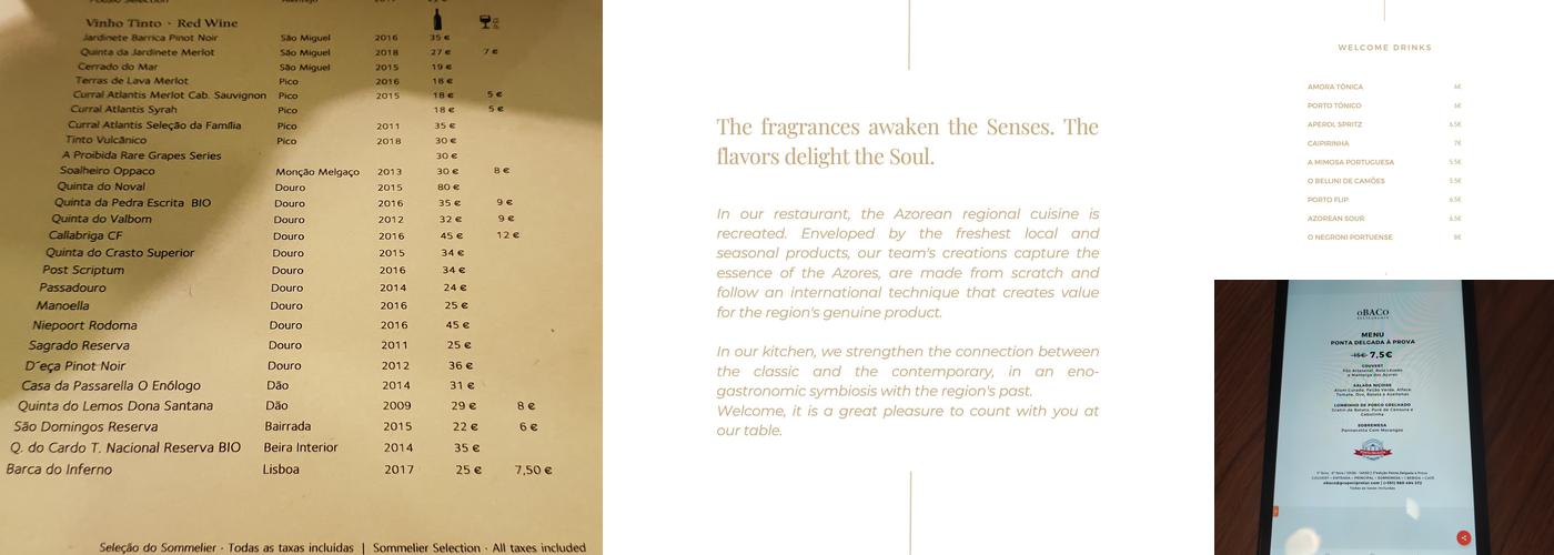 Restaurante O Baco Menu