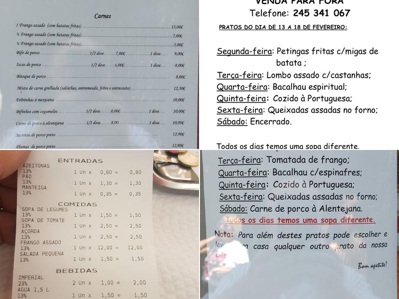 Restaurante Churrasqueira Avô Marmelo Menu
