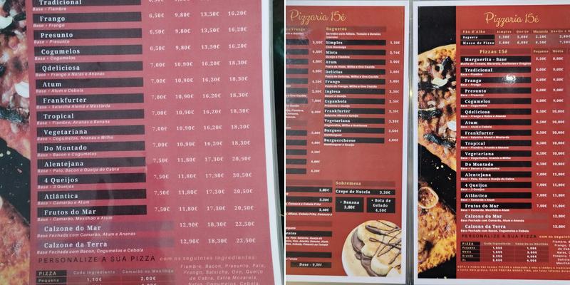 Pizzaria & Pastelaria 15 é Menu