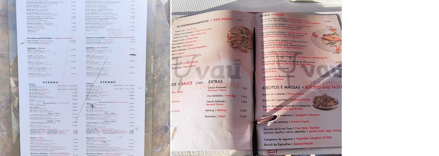 Vau Steakhouse & Lounge Bar Menu