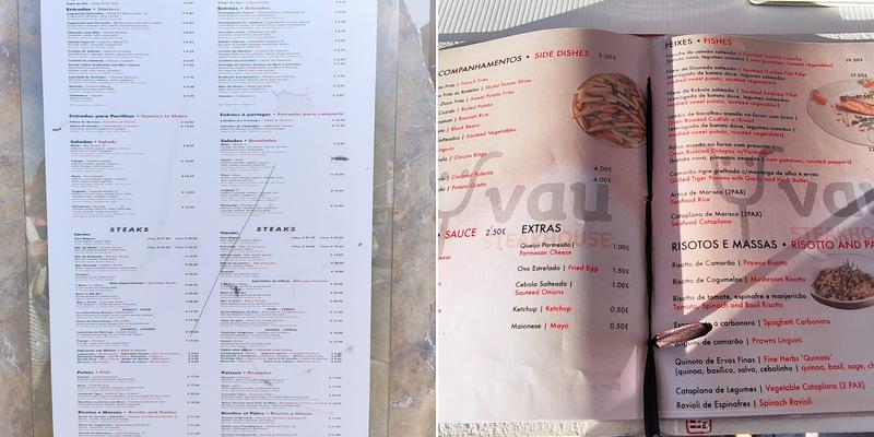 Vau Steakhouse & Lounge Bar Menu