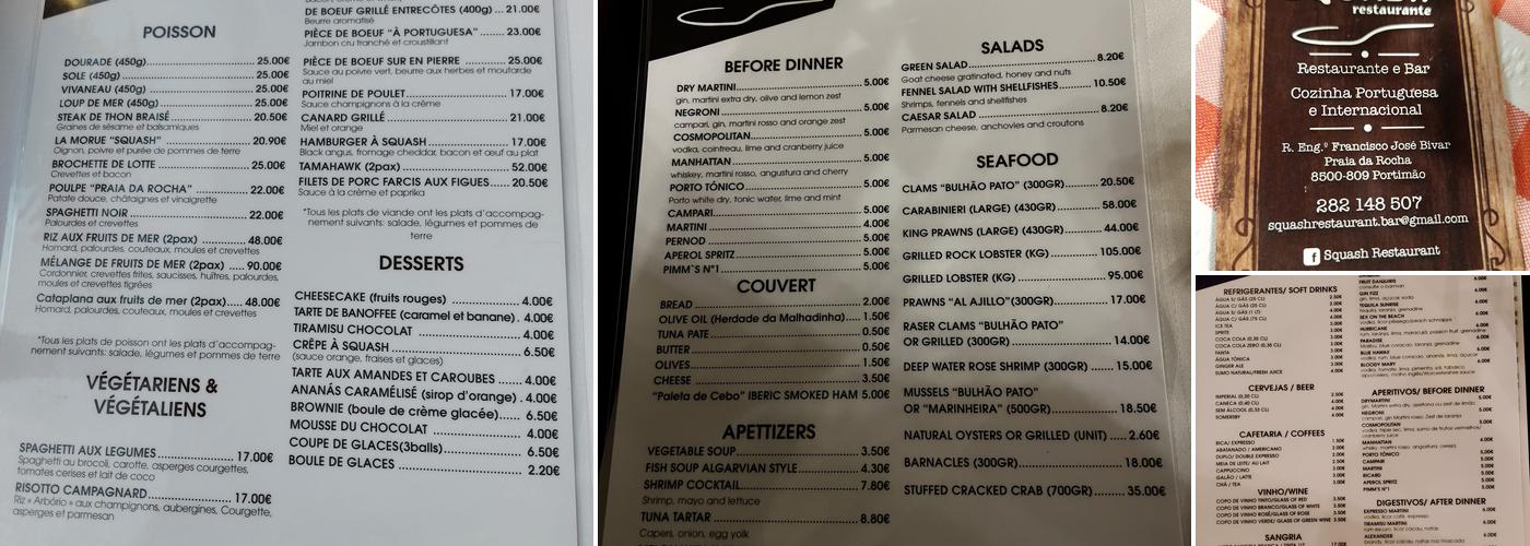 Squash Menu