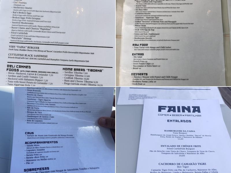Faina Menu