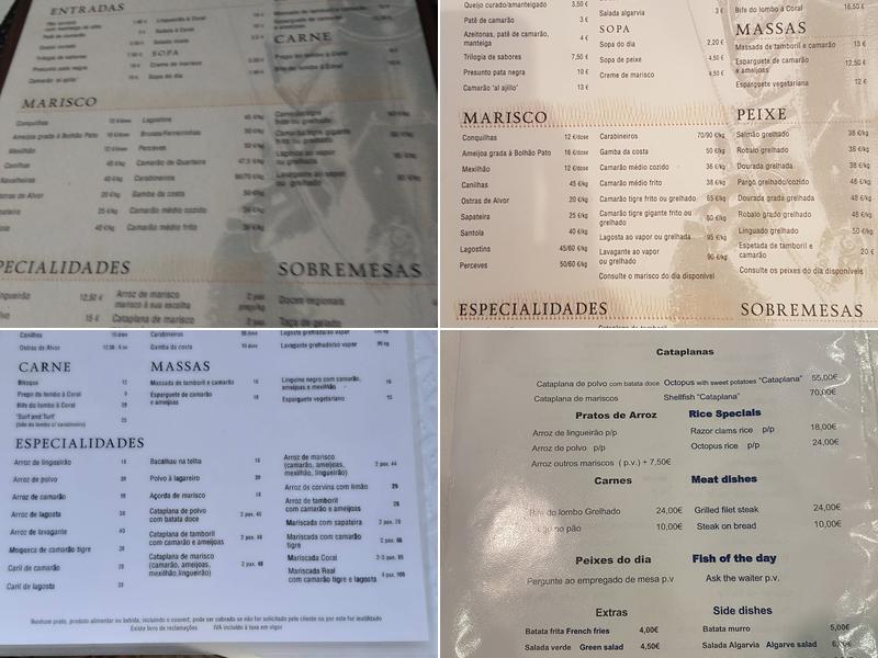 Marisqueira Coral Menu
