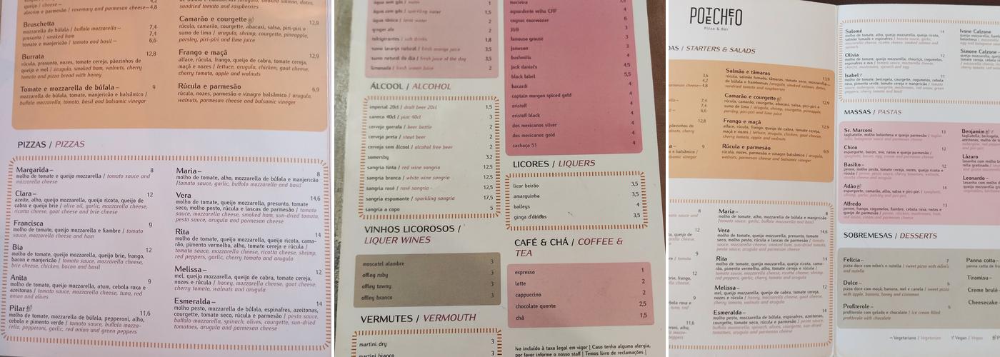Pote Cheio Pizza & Bar Menu