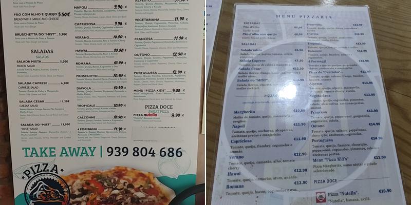 Cantinho d'Pão Caseiro Menu