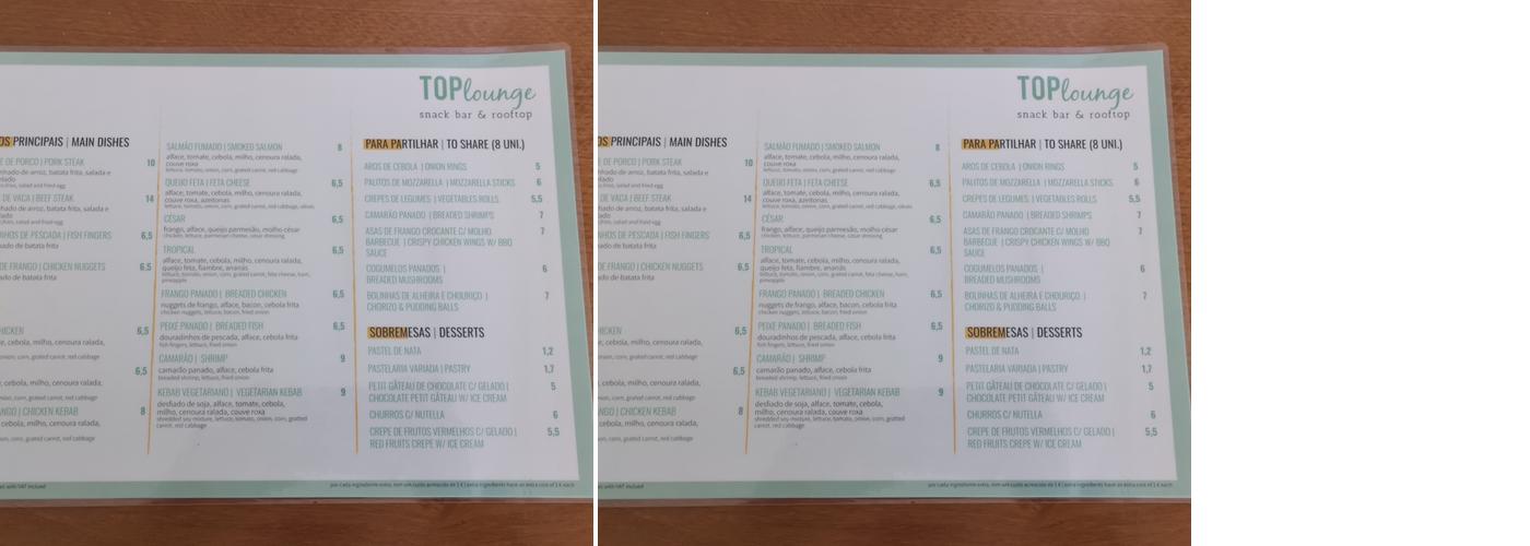 Snack Bar Top Menu