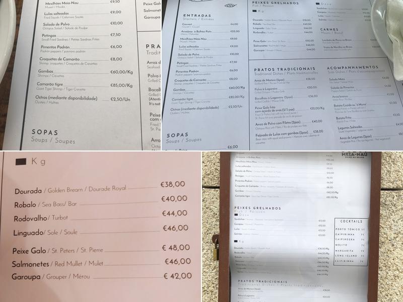 Meia-Nau Porto Menu